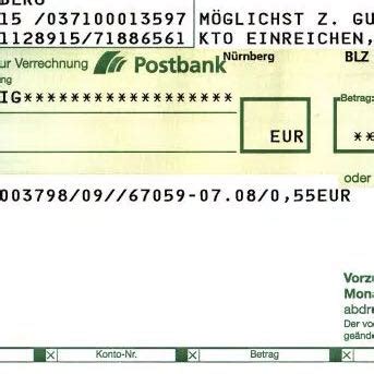 Zahlungsanweisung zur verrechnung postbank wo einlösen